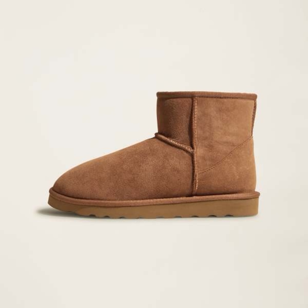 Italic Shearling Suede Mini Boot Chestnut Brown Size 10